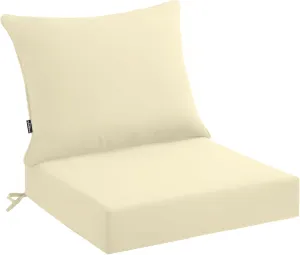 Outdoor Seat Cushion Set 22 x 24 x 4 Inch, Waterproof & Fade Resistant Patio Furniture Cushions with Removable Cover and Ties, Thick Deep Seating Pads for Outside Chair Sofa Couch, Yellow