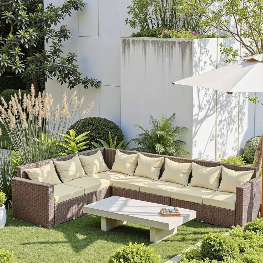 Outdoor Seat Cushion Set 22 x 24 x 4 Inch, Waterproof & Fade Resistant Patio Furniture Cushions with Removable Cover and Ties, Thick Deep Seating Pads for Outside Chair Sofa Couch, Yellow