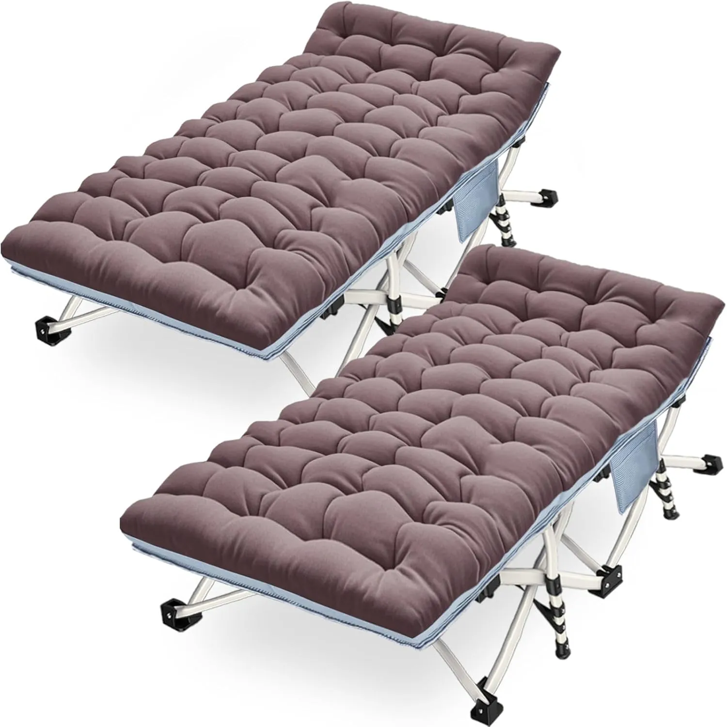 Oversize Camping Cots Extra Width Camping Bed with Comfortable Mat 2 Pack XXL Sleeping Cots for Adults Cots with Carry Bag for Adults Portable Folding Cot Nap Office Vacation Indoor Easy to Set Up