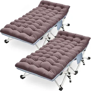 Oversize Camping Cots Extra Width Camping Bed with Comfortable Mat 2 Pack XXL Sleeping Cots for Adults Cots with Carry Bag for Adults Portable Folding Cot Nap Office Vacation Indoor Easy to Set Up