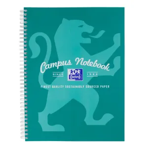 Oxford Campus Green A4  Card Cover Wirebound Notebook Ruled with Margin 140 Pages