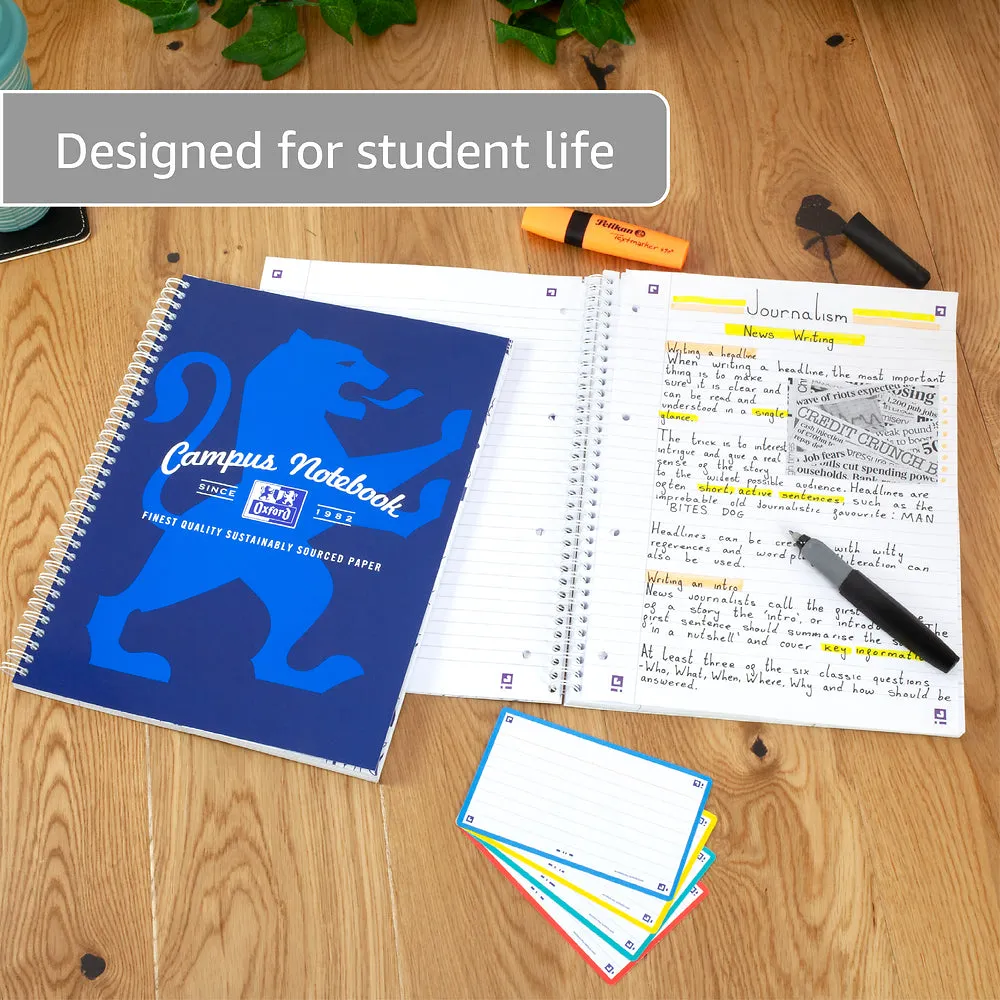 Oxford Campus Green A4  Card Cover Wirebound Notebook Ruled with Margin 140 Pages