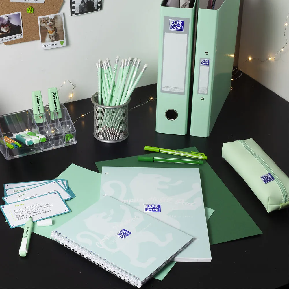 Oxford Campus Pastel Mint Green A4  Card Cover Wirebound Notebook Ruled with Margin 140 Pages