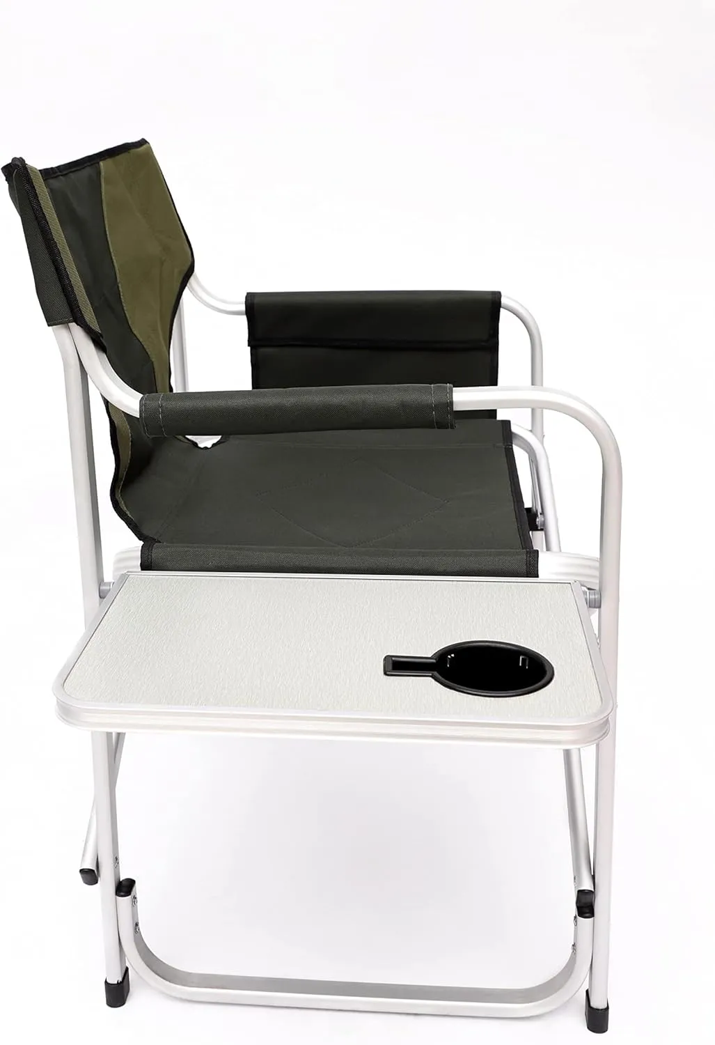 Padded Folding Outdoor Chair with Side Table and Storage Pockets,Lightweight Oversized Directors Chair for Indoor, Outdoor Camping, Picnics and Fishing (1, Green 1)