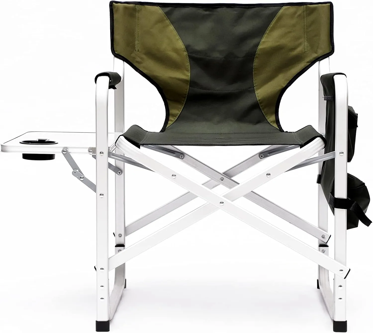 Padded Folding Outdoor Chair with Side Table and Storage Pockets,Lightweight Oversized Directors Chair for Indoor, Outdoor Camping, Picnics and Fishing (1, Green 1)