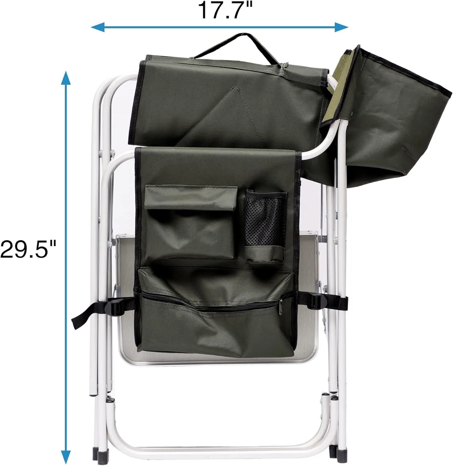 Padded Folding Outdoor Chair with Side Table and Storage Pockets,Lightweight Oversized Directors Chair for Indoor, Outdoor Camping, Picnics and Fishing (1, Green 1)