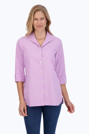 Pandora No Iron Pinpoint 3/4 Sleeve Tunic, Soft Violet