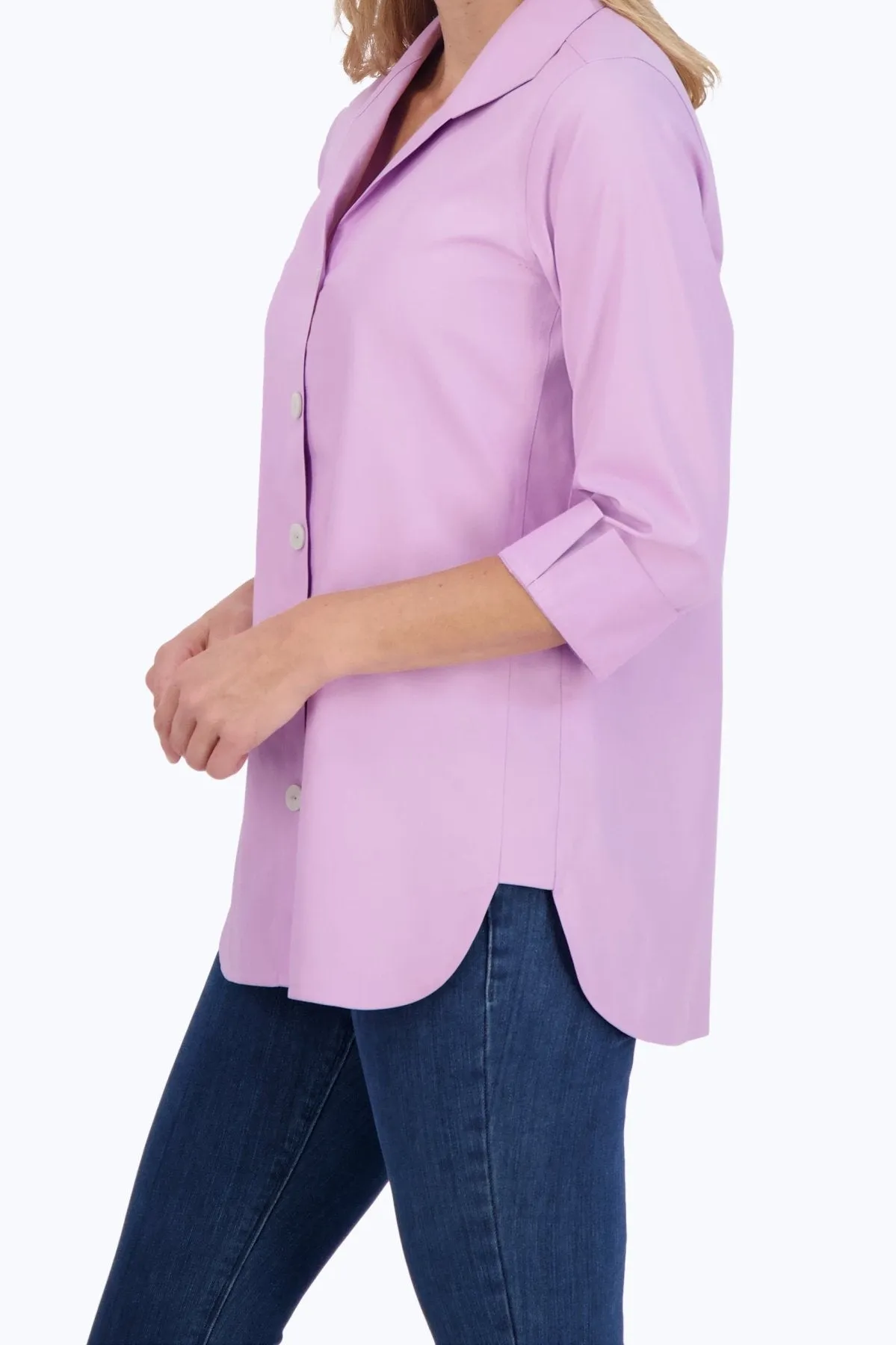 Pandora No Iron Pinpoint 3/4 Sleeve Tunic, Soft Violet