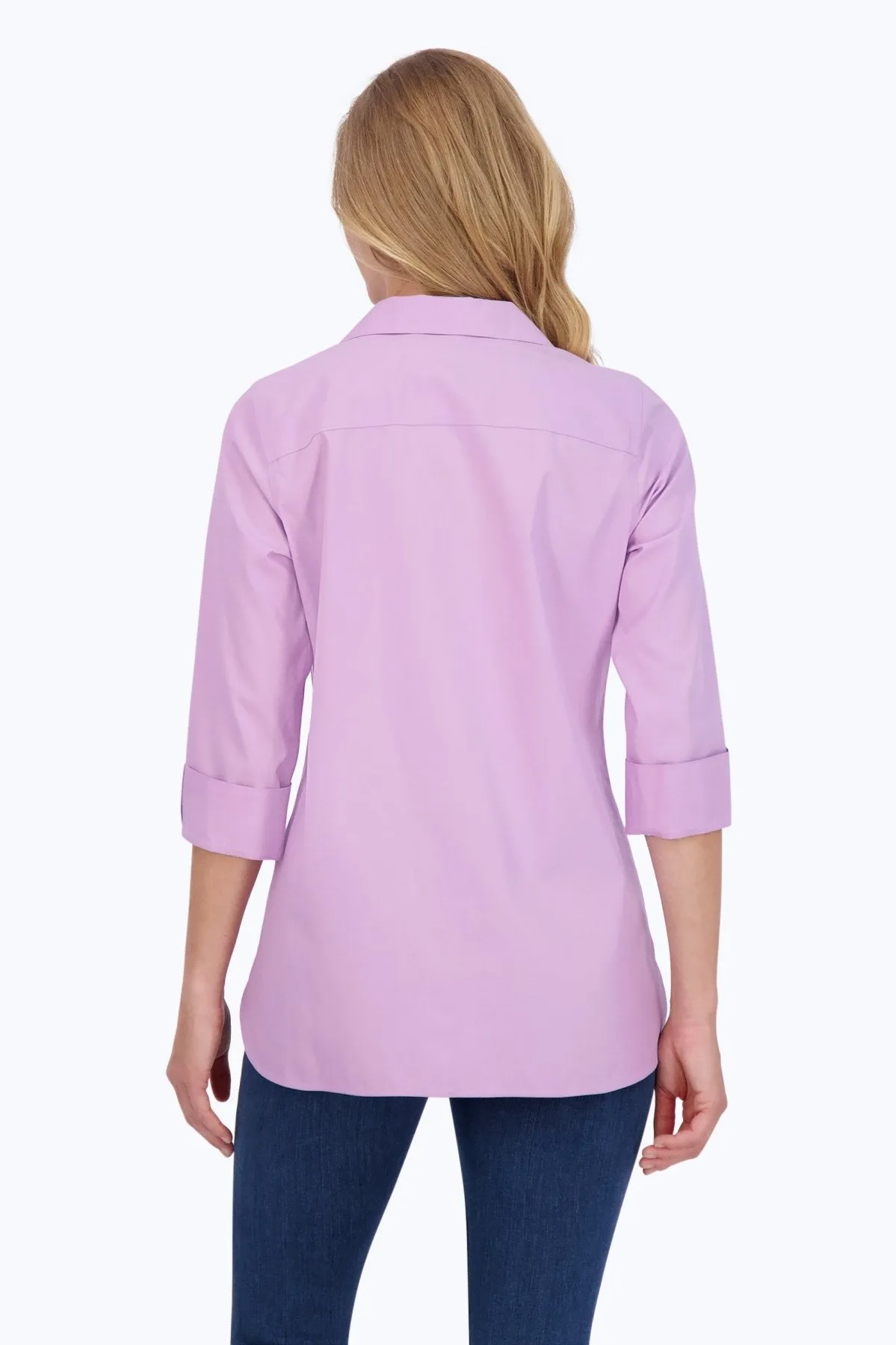 Pandora No Iron Pinpoint 3/4 Sleeve Tunic, Soft Violet