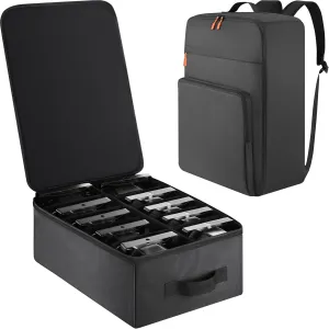 Par Light Bag Soft Padded for 10 Par Lights, Stage Lighting Case with Removable Dividers & Backpack-strap & Handle, Lights Bag with Large Pocket for Par Light, Spotlight, Led Light, DJ Light