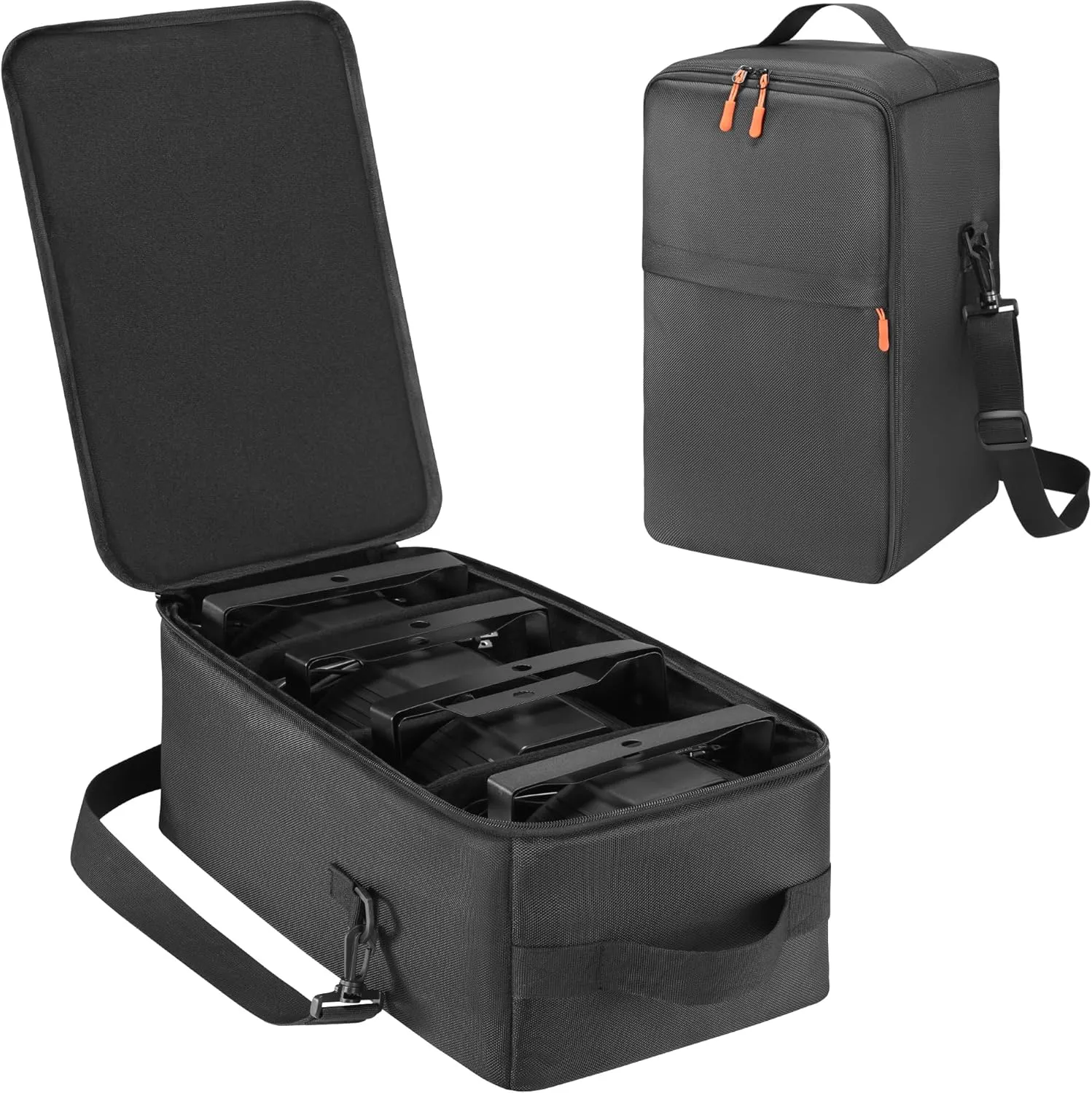 Par Light Bag Soft Padded for 4 Par Lights, Stage Lighting Case with Removable Dividers & Shoudler-strap & Handle, Lights Bag with Large Pocket for Par Light, Spotlight, Led Light, DJ Light