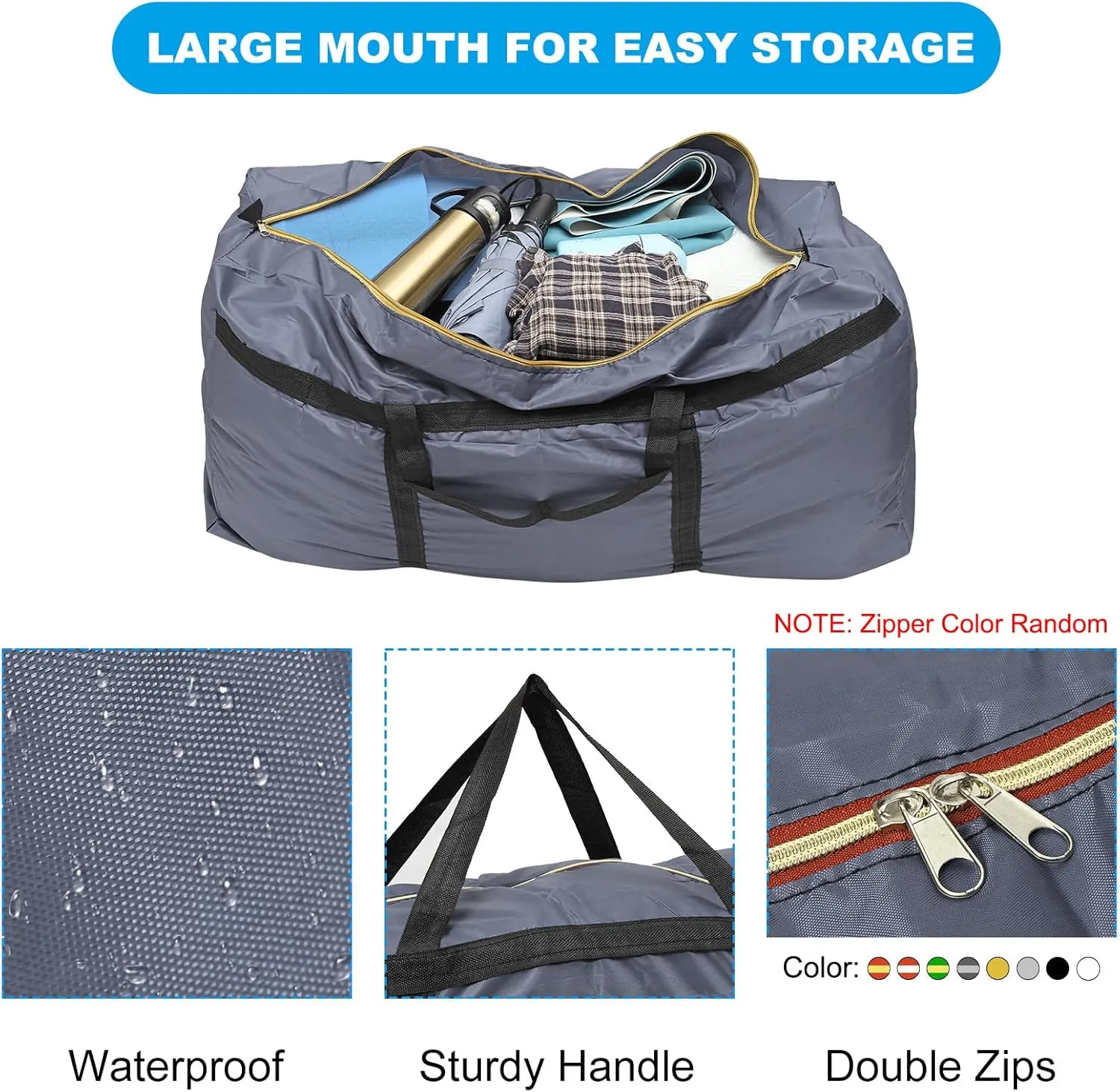 PATIKIL 29" Large Moving Bag for Travel, 210D Oxford Waterproof Storage Bag with Double Zippers Duffle Bag for Storage Packing Home Traveling Camping, Gray (29"x9.8"x19")