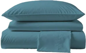 Peru Pima Bed Sheet Set – King Size, 4 Pieces, 100% Peruvian Pima Cotton, Percale, 415 Thread Count, Cooling, Breathable & Soft, Hotel-Quality Bedding, Light Denim
