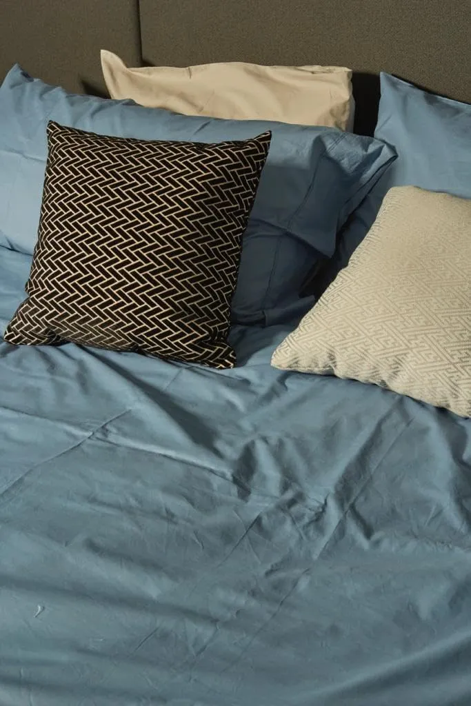 Peru Pima Bed Sheet Set – King Size, 4 Pieces, 100% Peruvian Pima Cotton, Percale, 415 Thread Count, Cooling, Breathable & Soft, Hotel-Quality Bedding, Light Denim