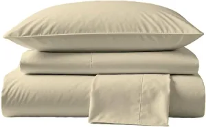 Peru Pima, King Size Bed Sheets Set, 4 Piece Bedding, 285 Thread Count, Breathable & Cooling Sheets, Percale, 100% Peruvian Pima Cotton, Ivory Solid Color