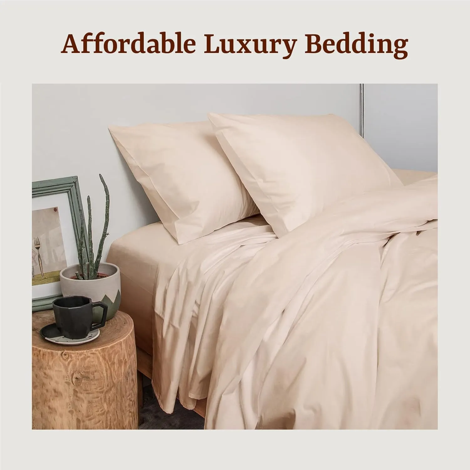Peru Pima, King Size Bed Sheets Set, 4 Piece Bedding, 285 Thread Count, Breathable & Cooling Sheets, Percale, 100% Peruvian Pima Cotton, Ivory Solid Color