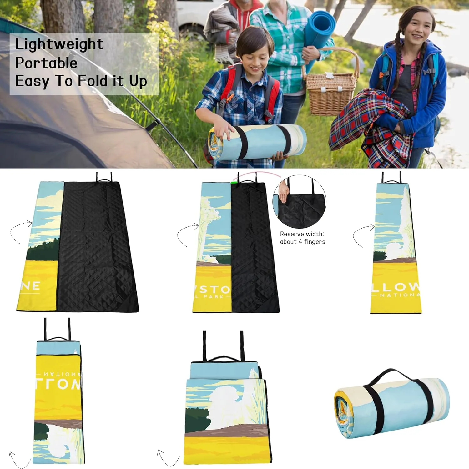 Picnic Blankets Beach Blanket 80" X 60" Extra Large Waterproof Camping Blankets Portable Outdoor Mat 3-Layer Blanket for Beach, Hiking, Park, Music Festival, Grass Lawn,Travel