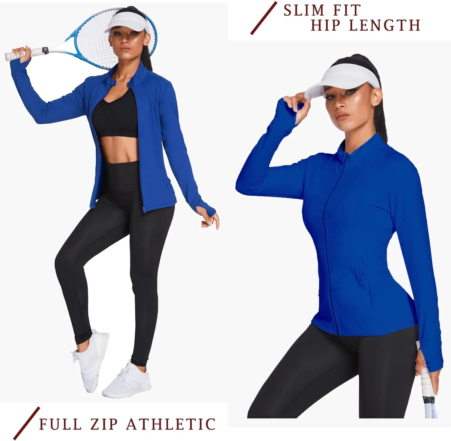 PINSPARK Women's Track Jacket Breathable Running Jacket Zip Up Sportswear Slim Fit Workout Tops