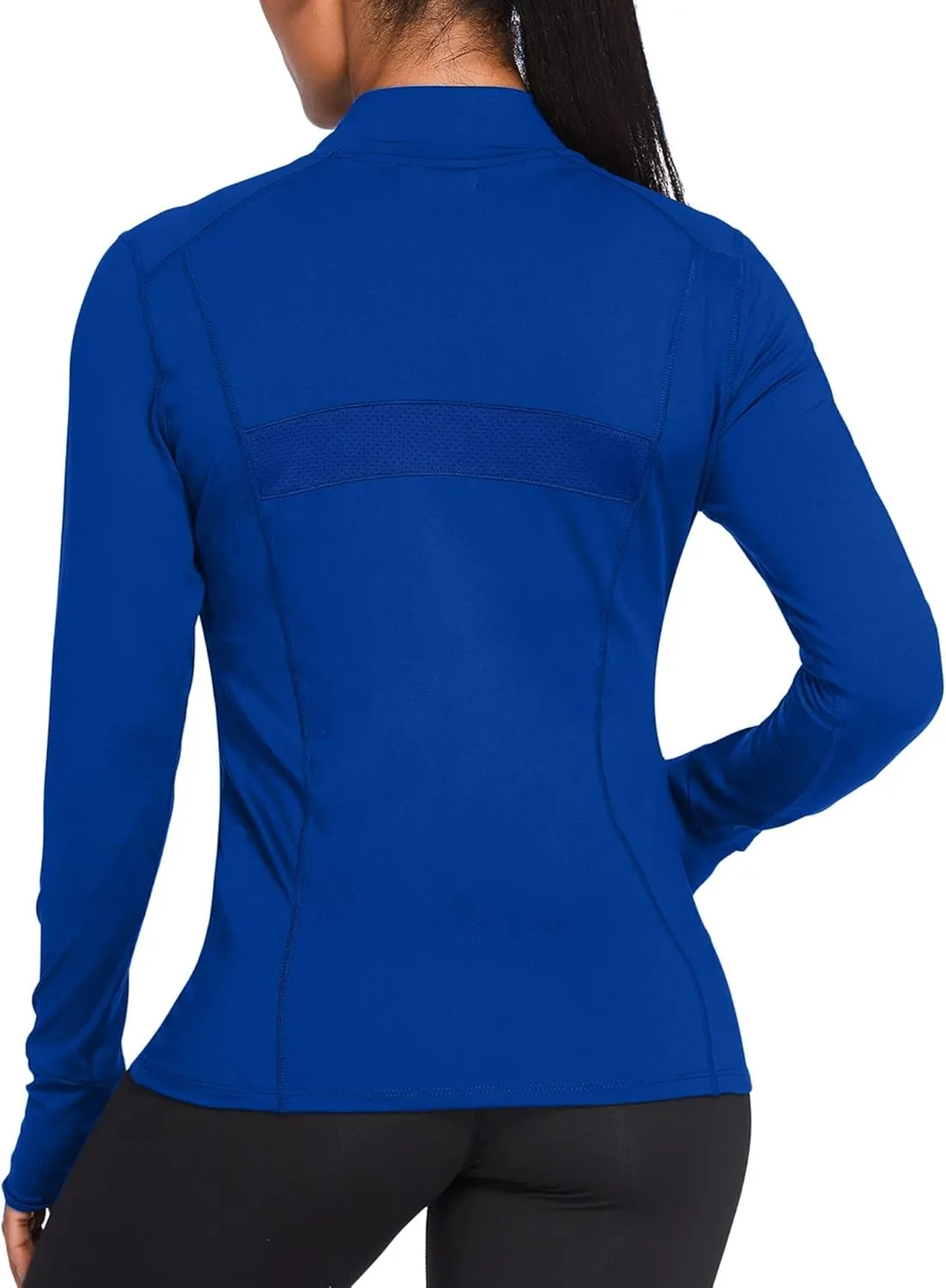 PINSPARK Women's Track Jacket Breathable Running Jacket Zip Up Sportswear Slim Fit Workout Tops