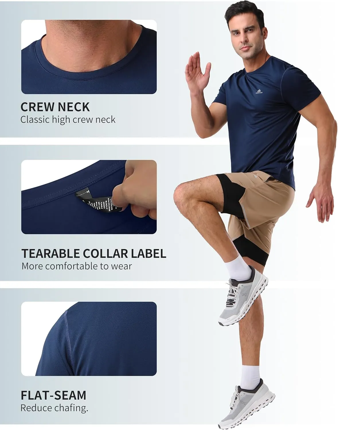 Pioneer Camp Men's Workout Gym Shirts Moisture Wicking Athletic Performance T-Shirts Quick Dry Running Active Top Tees