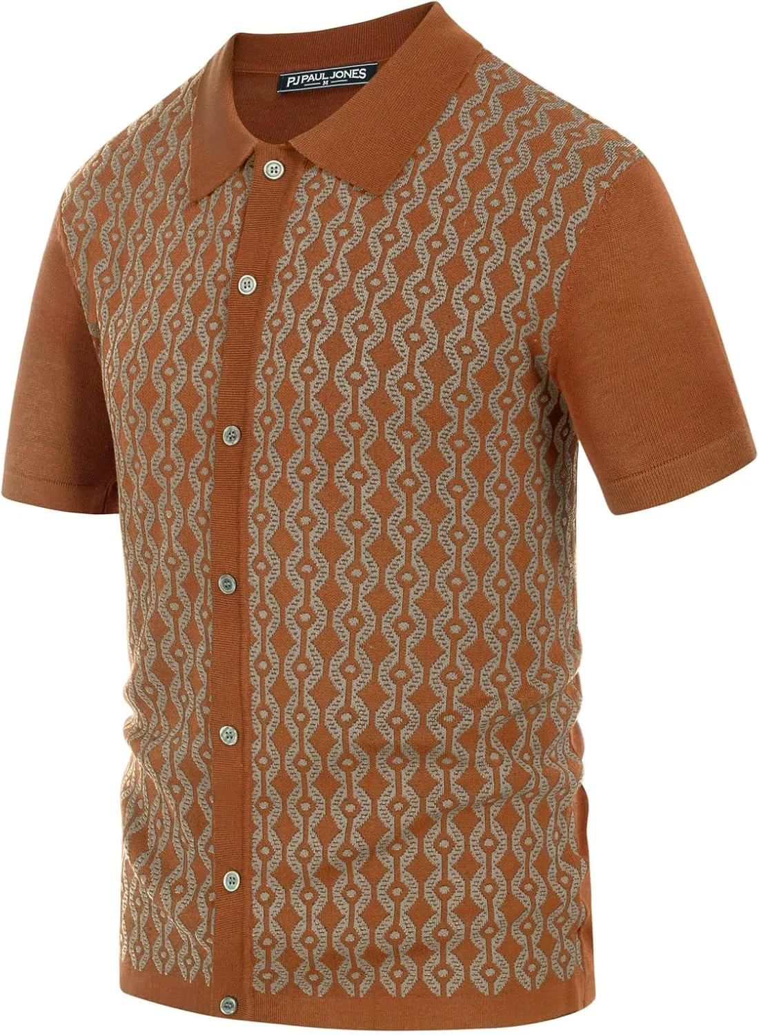 PJ PAUL JONES Men's Contrast 70s Vintage Polo Shirts Short Sleeve Knitwear
