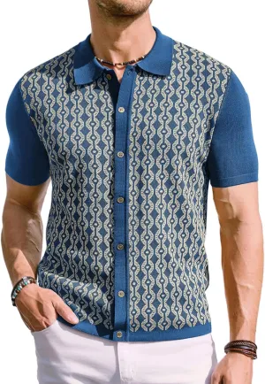PJ PAUL JONES Men's Contrast 70s Vintage Polo Shirts Short Sleeve Knitwear