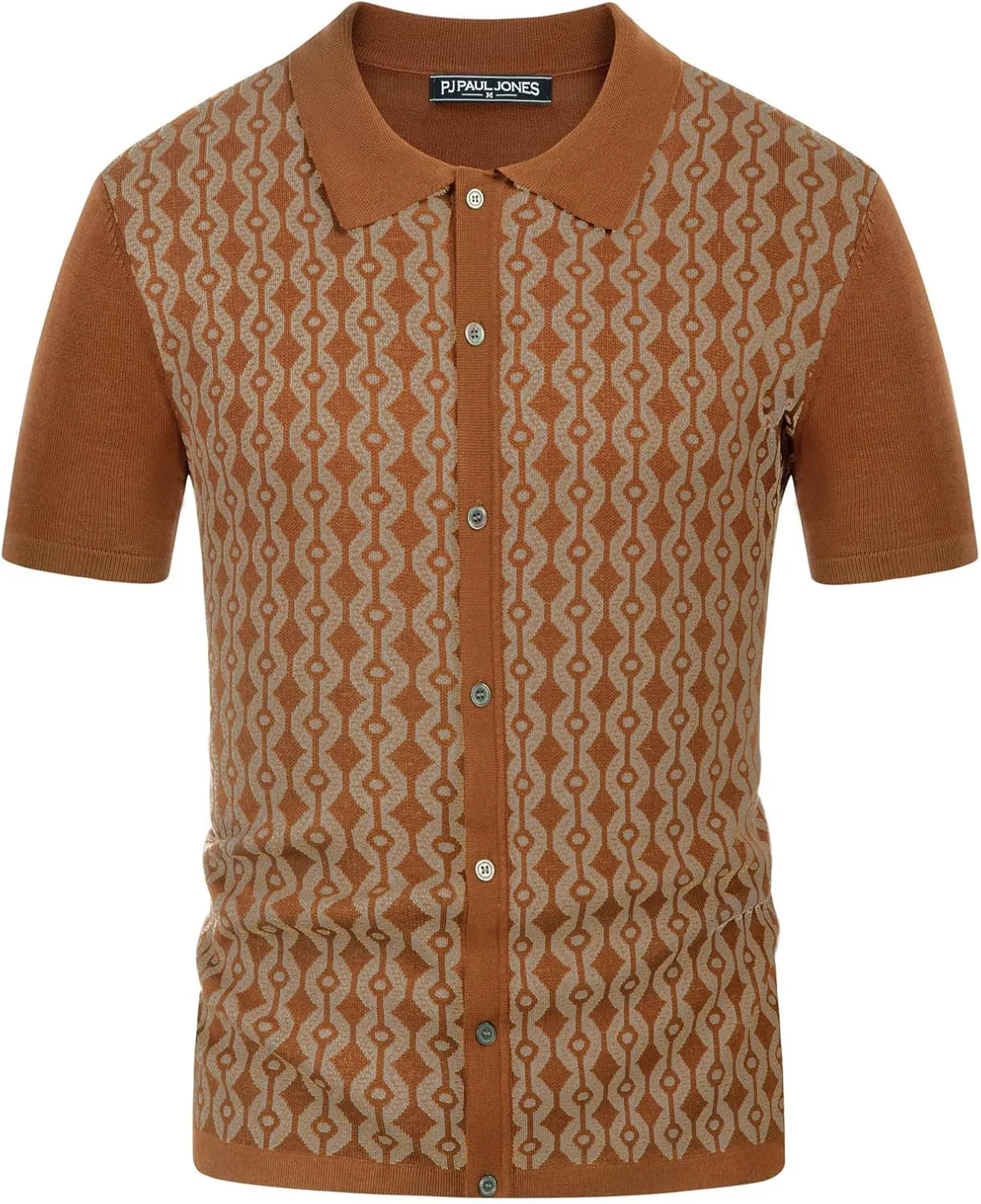PJ PAUL JONES Men's Contrast 70s Vintage Polo Shirts Short Sleeve Knitwear