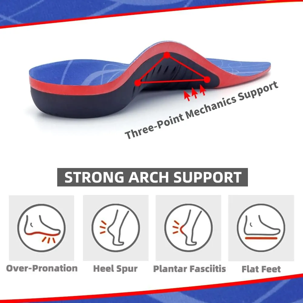 Plantar Fasciitis Insoles for Women Men Arch Support Insoles for Flat Feet, Heel Spurs & Standing All Day– Orthotics Cushioned Shoe Inserts for Work Boots, Plantar Fasciitis Relief – Gel & Memory Foam