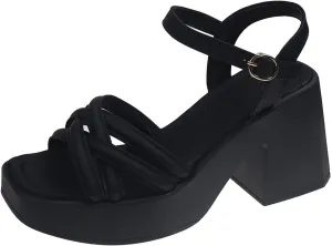Platform Heels for Women Platform Sandals Chunky Heel Open Toe Pumps Ankle Strap Womens Wedding Party Pumps Shoes