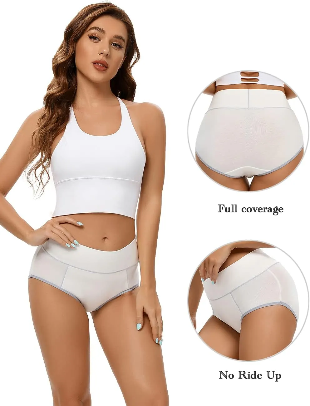 POKARLA Womens Cotton Underwear High Waist Full Coverage Briefs Soft Breathable Postpartum Panties Stretch Underpants