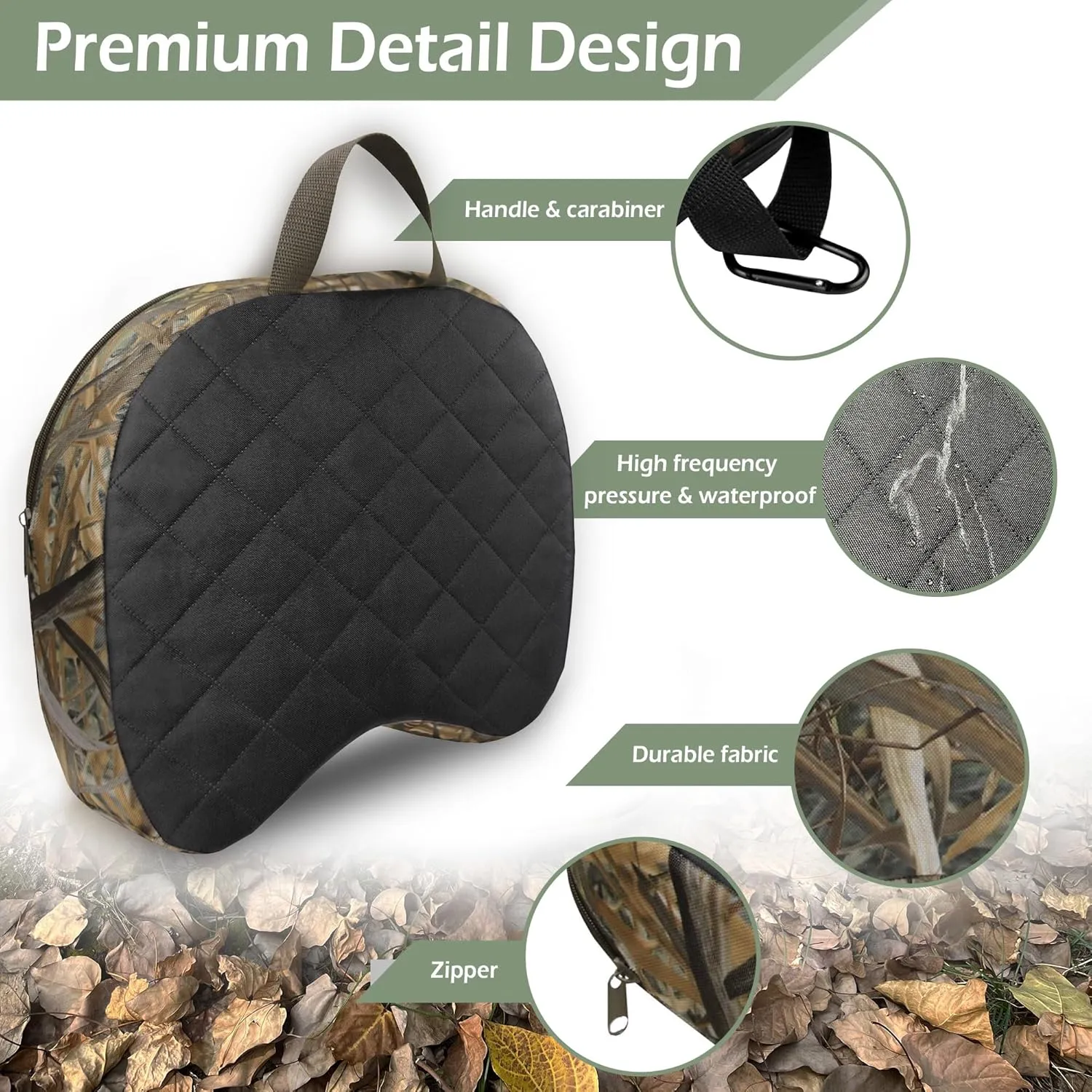 Portable Hunting Seat Cushion, 11.4 x 15.7 x 2.8in Thickening Lightweight Outdoor Cushion, Waterproof Sponge Dirty Proof Pad for Hunting, Camping, Stadium, Outdoor Sports, Fishing