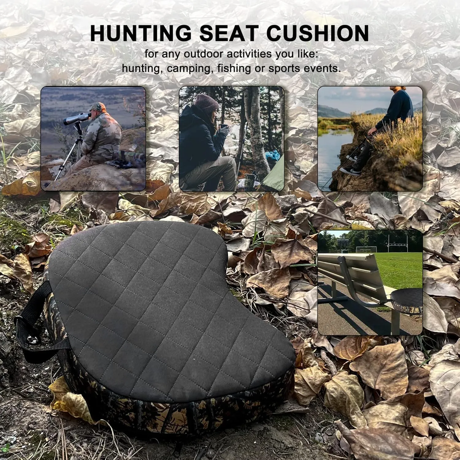 Portable Hunting Seat Cushion, 11.4 x 15.7 x 2.8in Thickening Lightweight Outdoor Cushion, Waterproof Sponge Dirty Proof Pad for Hunting, Camping, Stadium, Outdoor Sports, Fishing