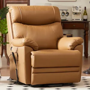 Power Lift Recliner Sofa with Massage Adjustable Genuine Leather Chair for Elderly Theater Seating High Back Reclining Living Room