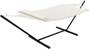 Premium 2-Person Hammock Set with Quick-Lock Steel Stand – Commercial-Grade Outdoor Lounger for Patio, Camping & Backyard 500lb Capacity,White (Flat)