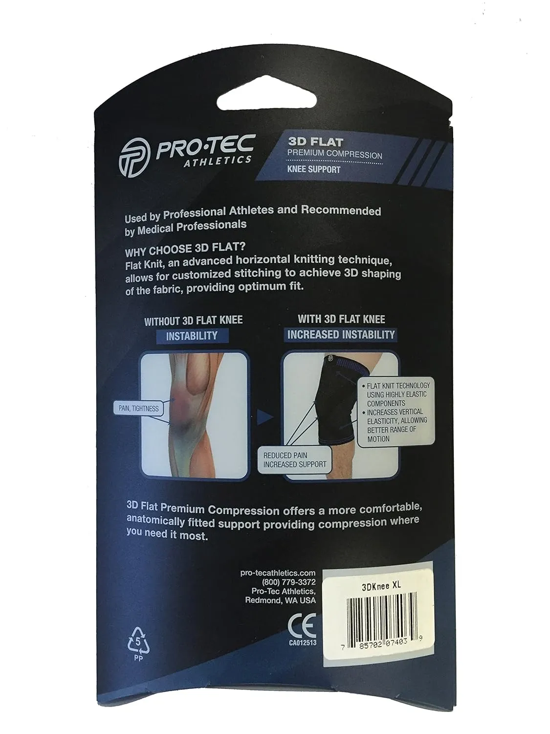 Pro-Tec Athletics 3D Flat Knee Support - Medium, Blue, Black
