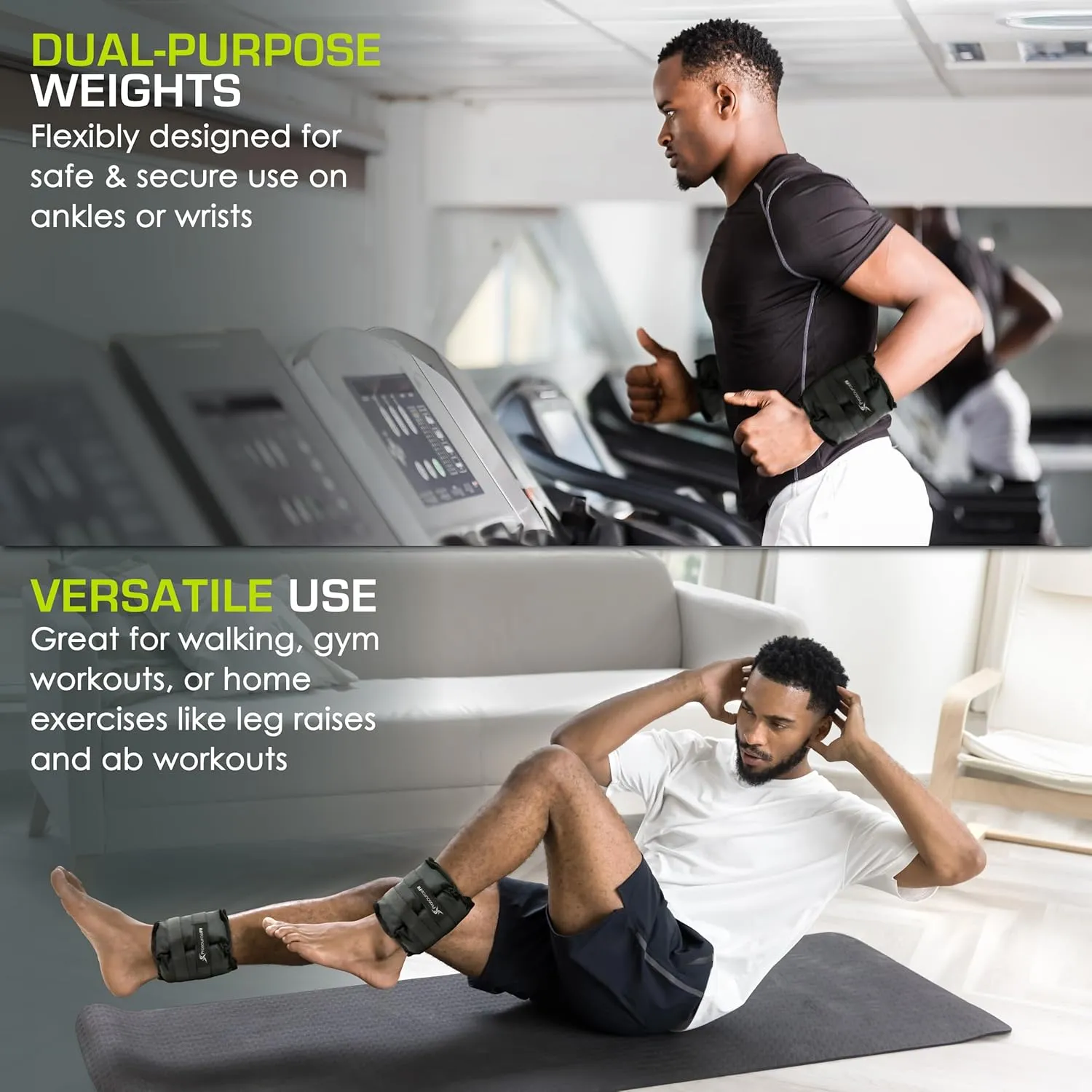 ProsourceFit Ankle/Wrist and Arm/Leg Weights Set of 2, Adjustable Strap 1 lb-5 lb, Adjustable Weight 15 lb, 10 lb, 7 lb for Men and Women