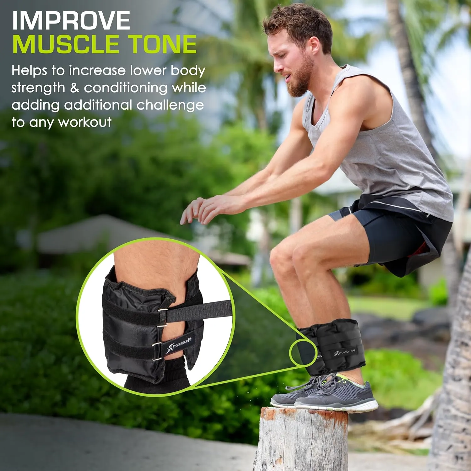 ProsourceFit Ankle/Wrist and Arm/Leg Weights Set of 2, Adjustable Strap 1 lb-5 lb, Adjustable Weight 15 lb, 10 lb, 7 lb for Men and Women