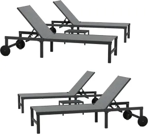 PURPLE LEAF Outdoor Chaise Lounge Chairs Set Recliner Adjustable Chair with Wheels and Table for Poolside Beach Patio Aluminum Reclining Sunbathing Lounger, Mixed Grey