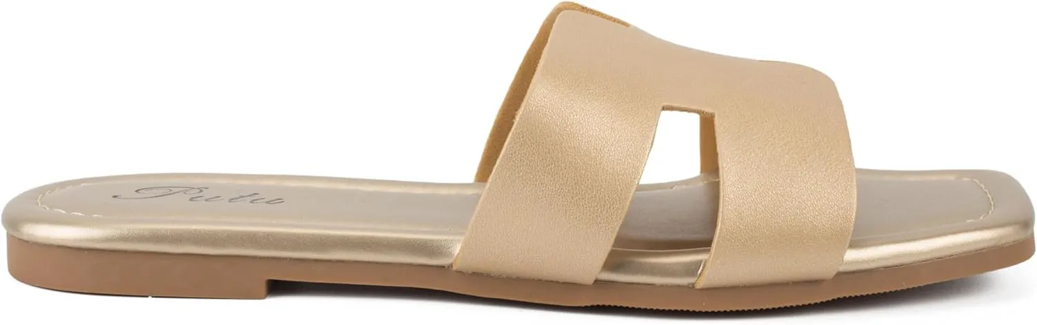 Putu Women's Flat Sandals Summer Sandals Cute Slide Sandals