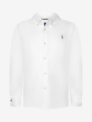 Ralph Lauren Boys White Cotton Pique Oxford Shirt
