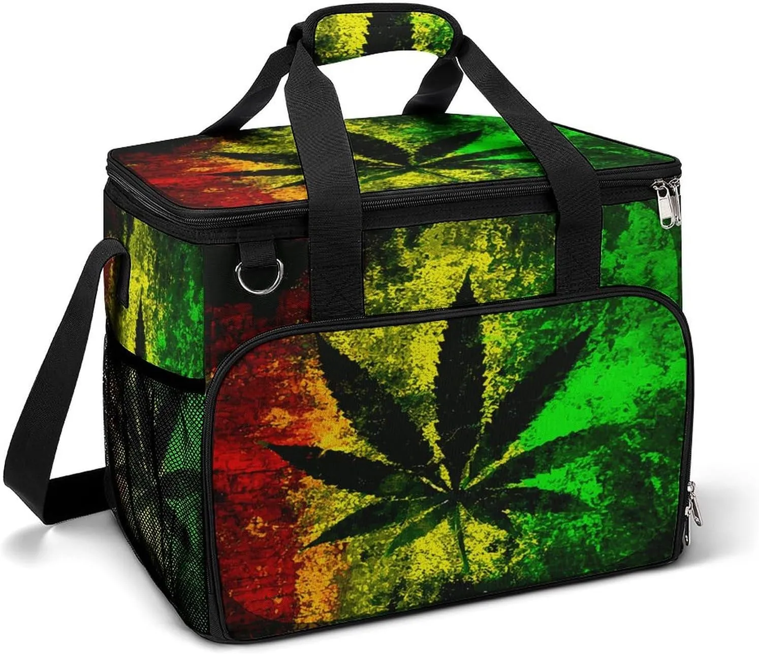 Rasta Marijuana Legally Jamaica Cooler Bag, Collapsible Soft Sided Cooler, Large Leakproof Camping Cooler, Portable Travel Cooler for Camping, Road Trips