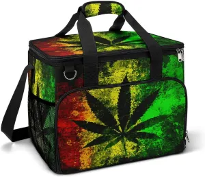Rasta Marijuana Legally Jamaica Cooler Bag, Collapsible Soft Sided Cooler, Large Leakproof Camping Cooler, Portable Travel Cooler for Camping, Road Trips