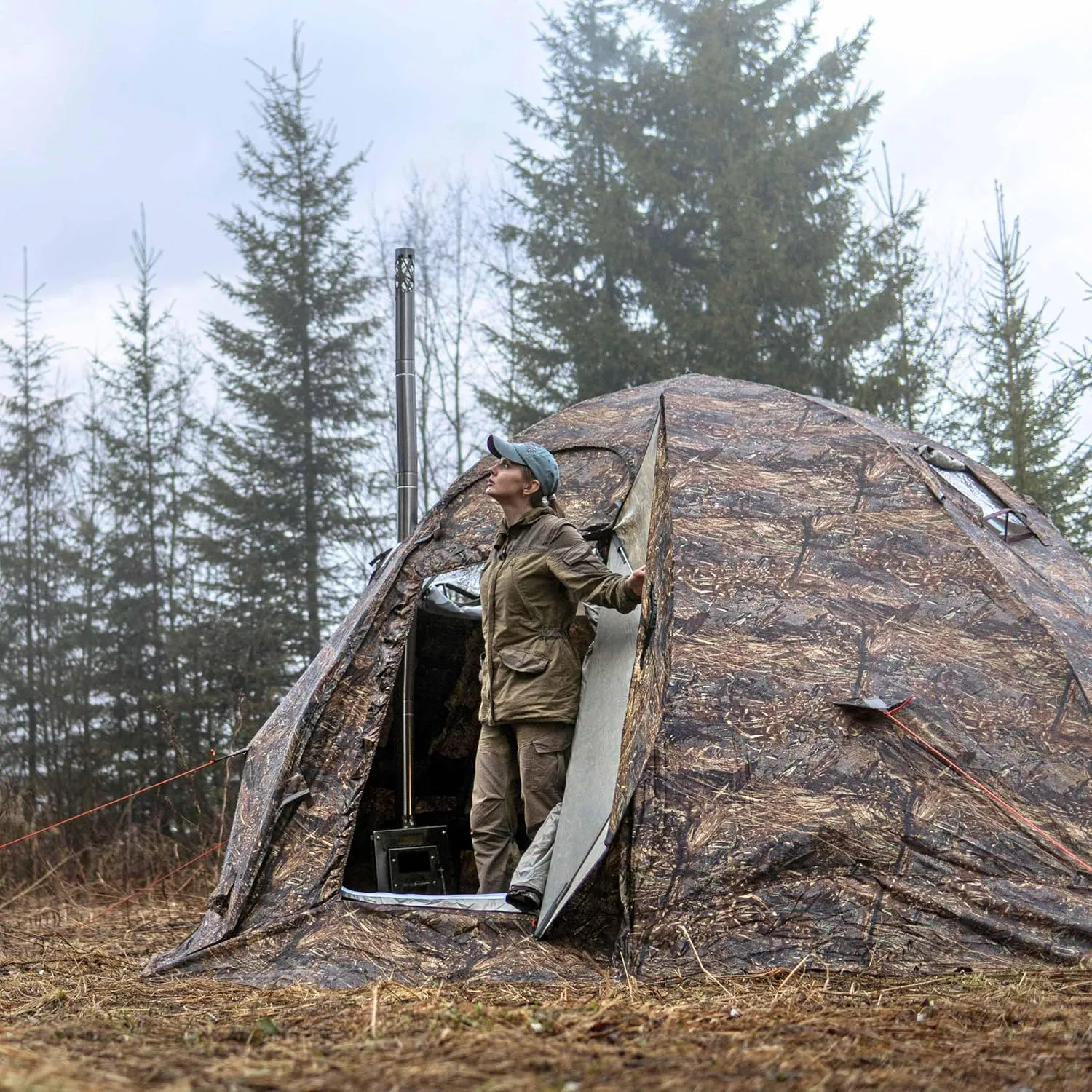 Rbm Outdoors Hot Tent with Stove Jack, Easy Setup 4 Season Winter Tents for Camping, Cold Weather Wall Double Layer Waterproof & Windproof Shelter