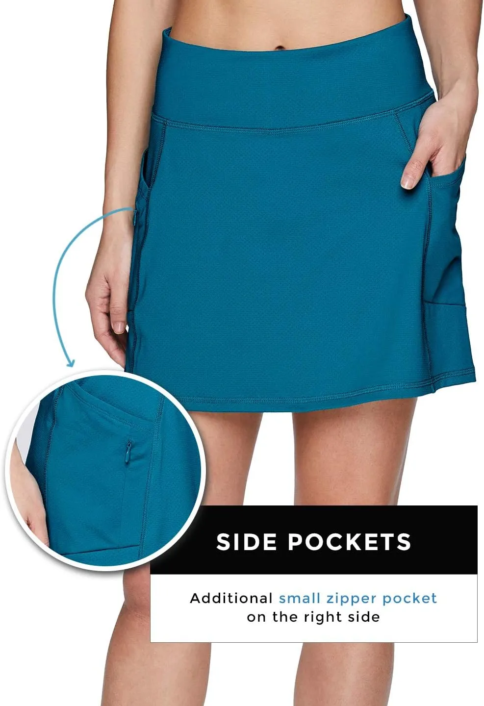 RBX Active Women's Fashion Stretch Knit Flat Front Golf/Tennis Athletic Skort with Attached Bike Short and Pockets