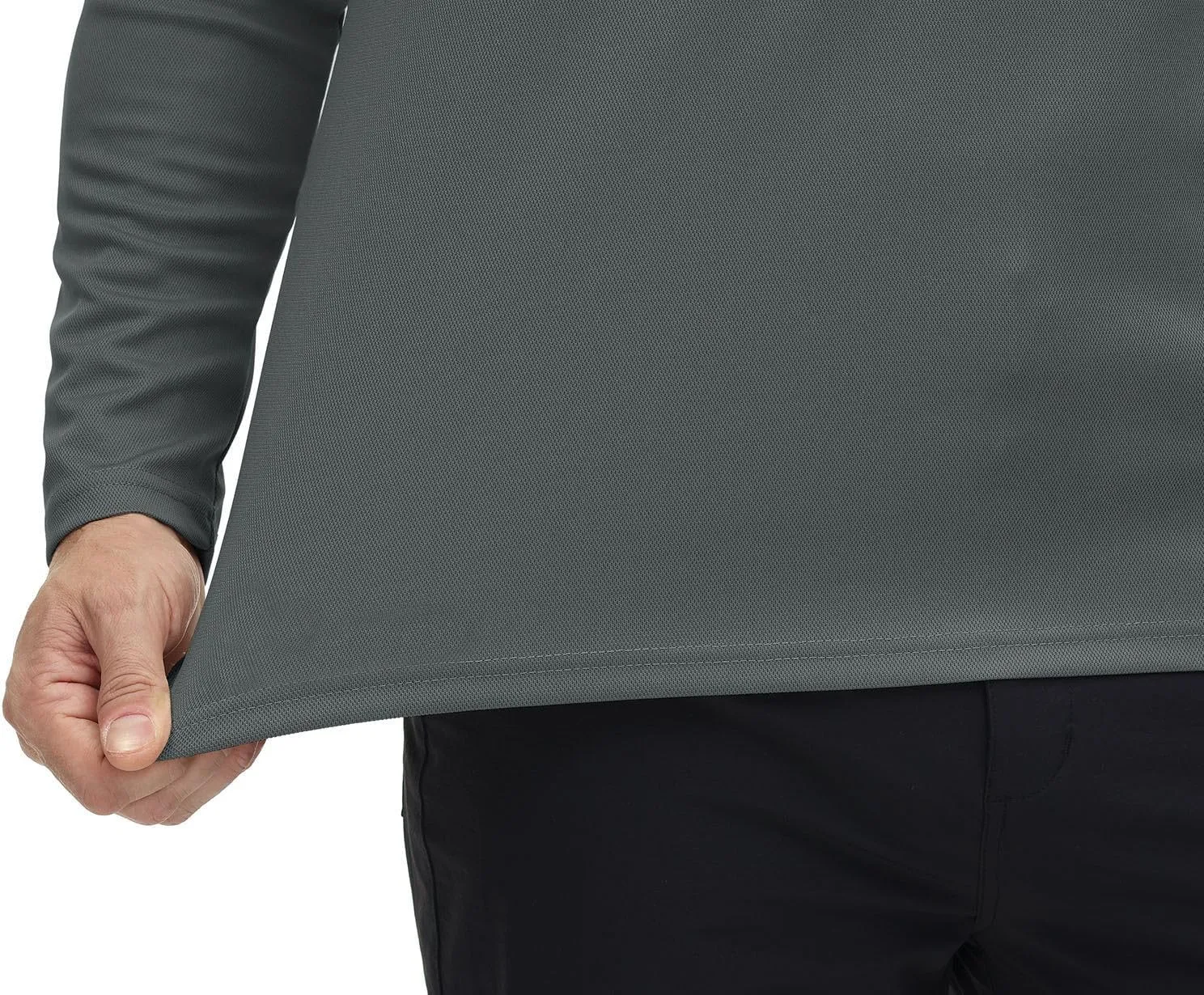 Rdruko Men's Polo with Pocket Long Sleeve Quick Dry Outdoor Golf Pullover Collared T-Shirt