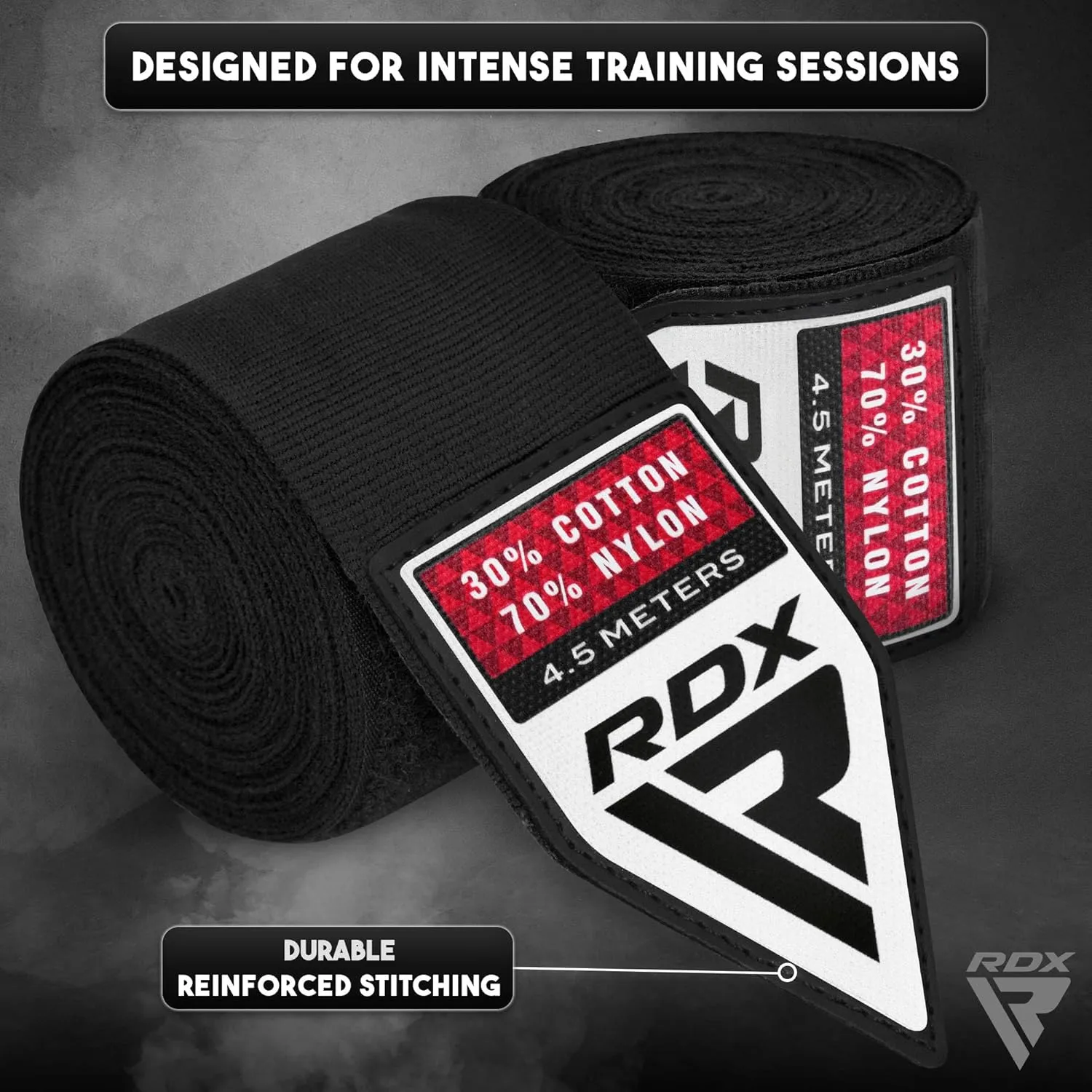 RDX Boxing Hand Wraps Inner Gloves, 4.5m 180 Inches Elasticated Thumb Loop Bandages, Under Mitts Wrist Hand Protection Muay Thai MMA Kickboxing Martial Arts Punching Bag Speed Ball Training Men Women