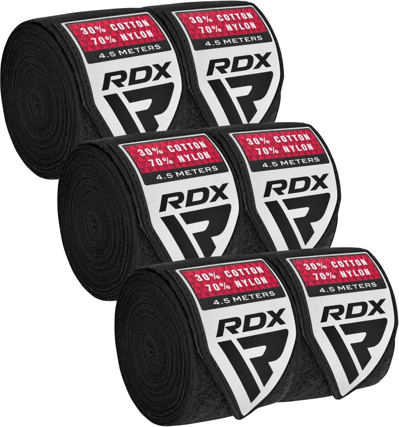 RDX Boxing Hand Wraps Inner Gloves, 4.5m 180 Inches Elasticated Thumb Loop Bandages, Under Mitts Wrist Hand Protection Muay Thai MMA Kickboxing Martial Arts Punching Bag Speed Ball Training Men Women