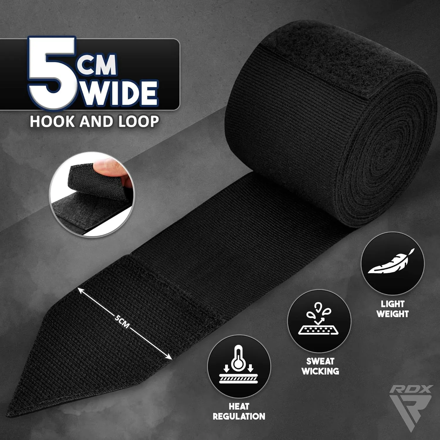 RDX Boxing Hand Wraps Inner Gloves, 4.5m 180 Inches Elasticated Thumb Loop Bandages, Under Mitts Wrist Hand Protection Muay Thai MMA Kickboxing Martial Arts Punching Bag Speed Ball Training Men Women