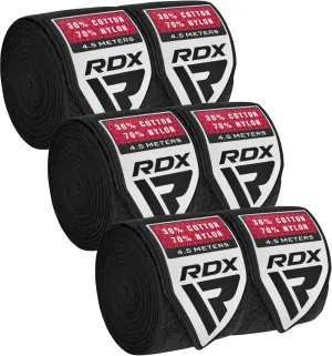 RDX Boxing Hand Wraps Inner Gloves, 4.5m 180 Inches Elasticated Thumb Loop Bandages, Under Mitts Wrist Hand Protection Muay Thai MMA Kickboxing Martial Arts Punching Bag Speed Ball Training Men Women