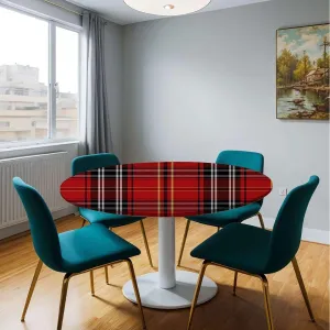 Red Black Round Fitted Tablecloth with Elastic Edge Traditional Tartan Colorful Striped Soft-Touch Fitted Table Cloth, Waterproof Oil-Proof Table Cover Geometric Fit for 44"-47" Table